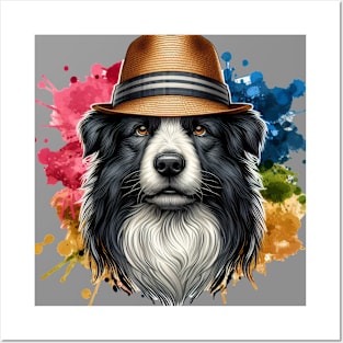 Cute Border Collie Splash Art Posters and Art